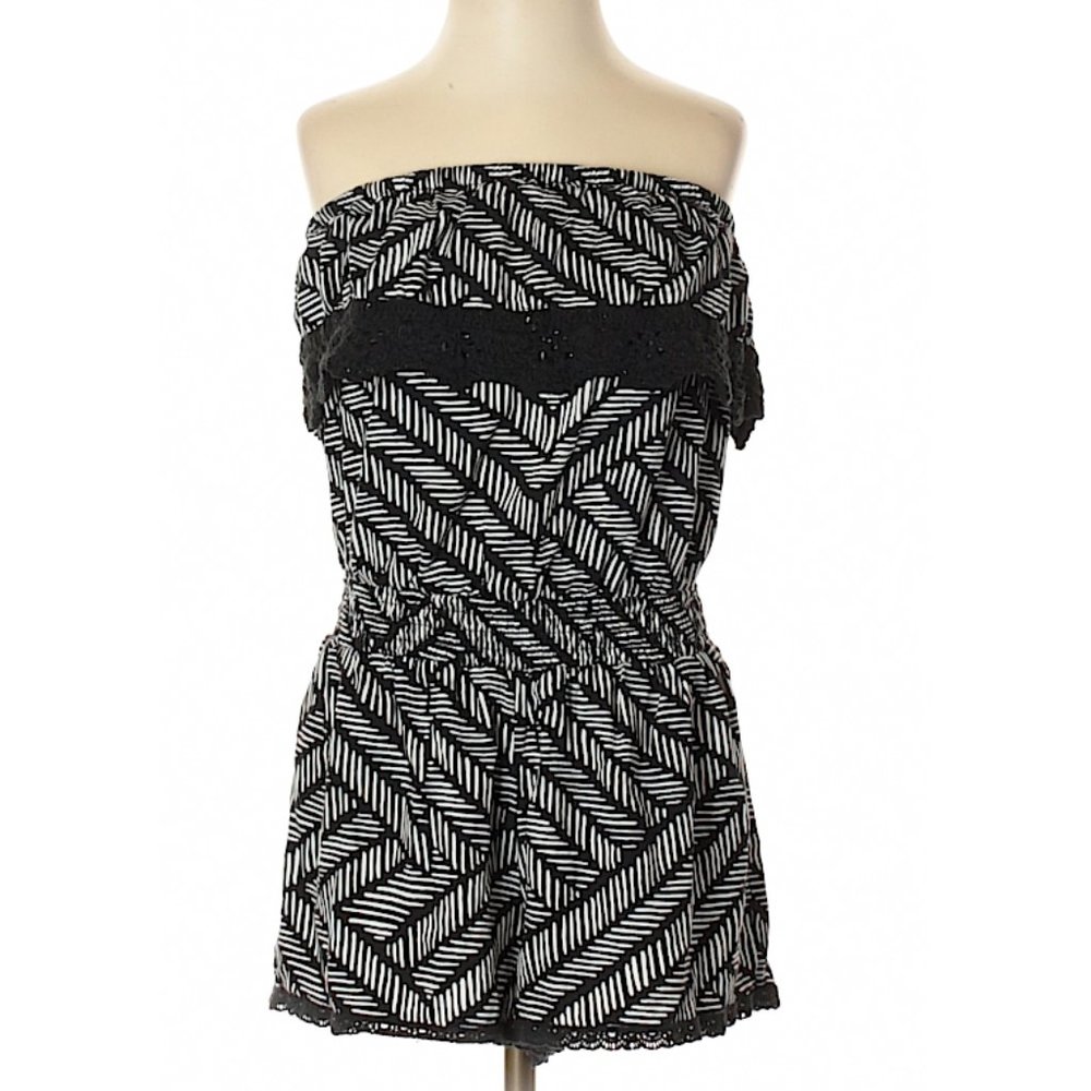 Adorable Arie Black and White Strapless Romper